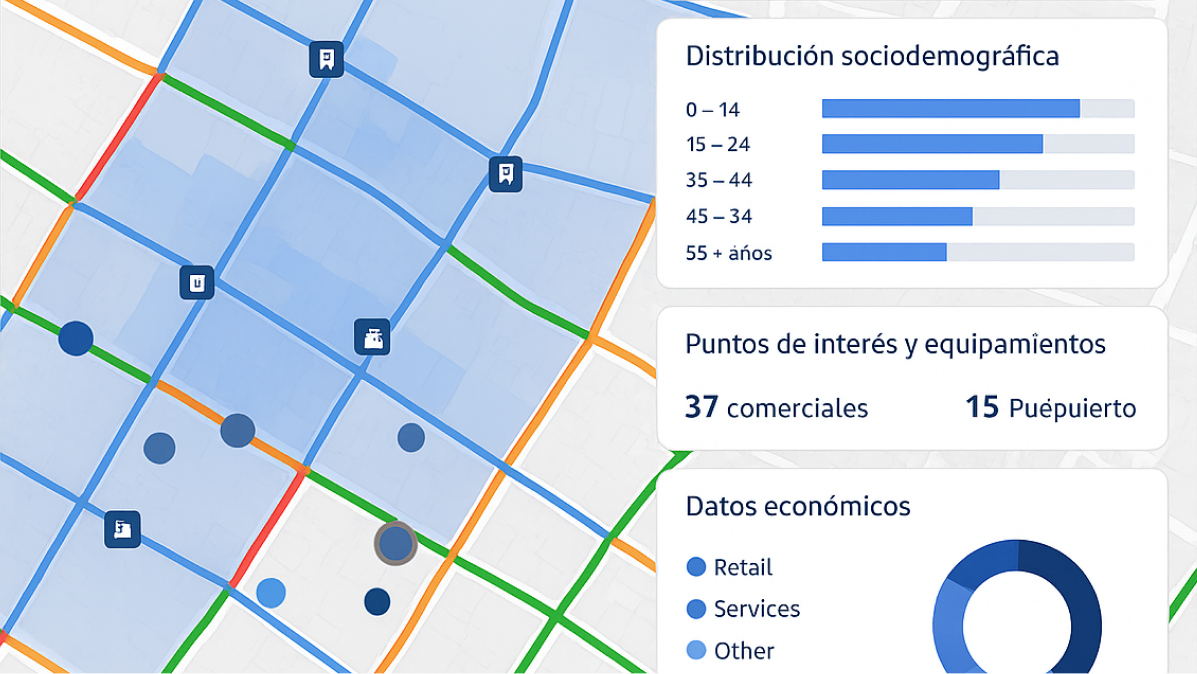 Captura de una interfaz GIS mostrando datos de Pickgeo integrados en una herramienta municipal.