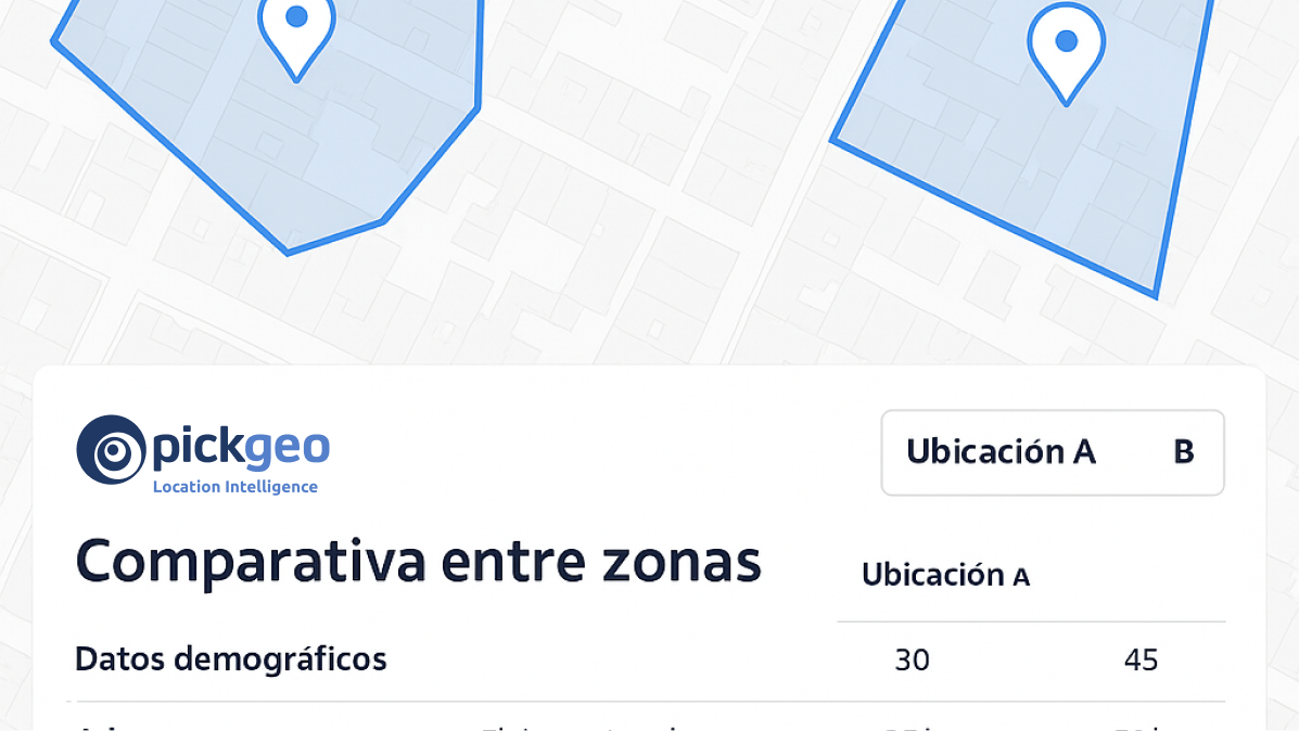 Panel de Pickgeo mostrando comparación entre dos ubicaciones urbanas.