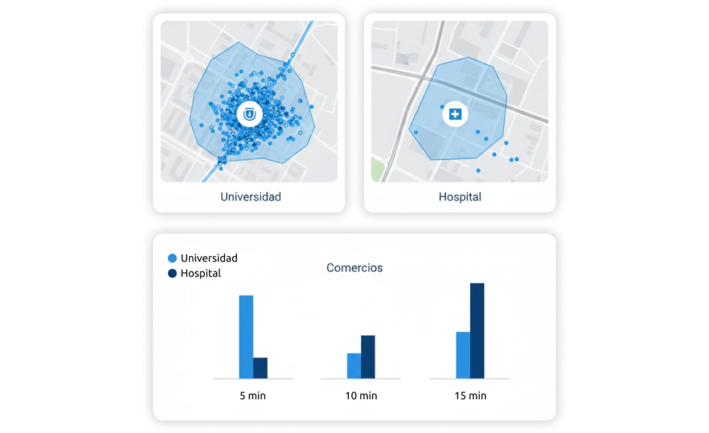 Comparativa de dos atractores con isócronas y densidad comercial