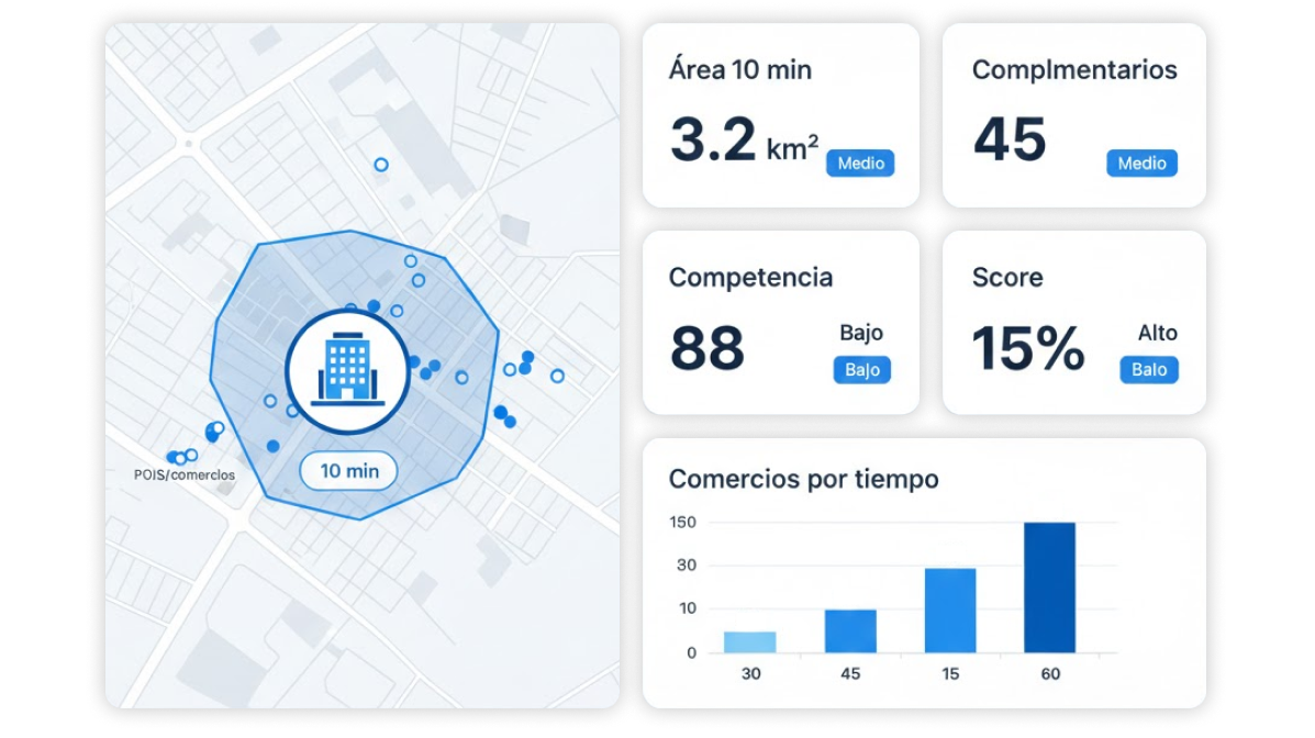 Panel con métricas de impacto del atractor por 5/10/15 minutos