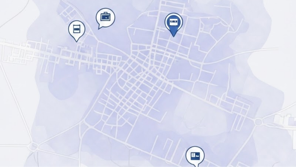 Mapa de demanda no cubierta con sociodemografía y puntos de interés