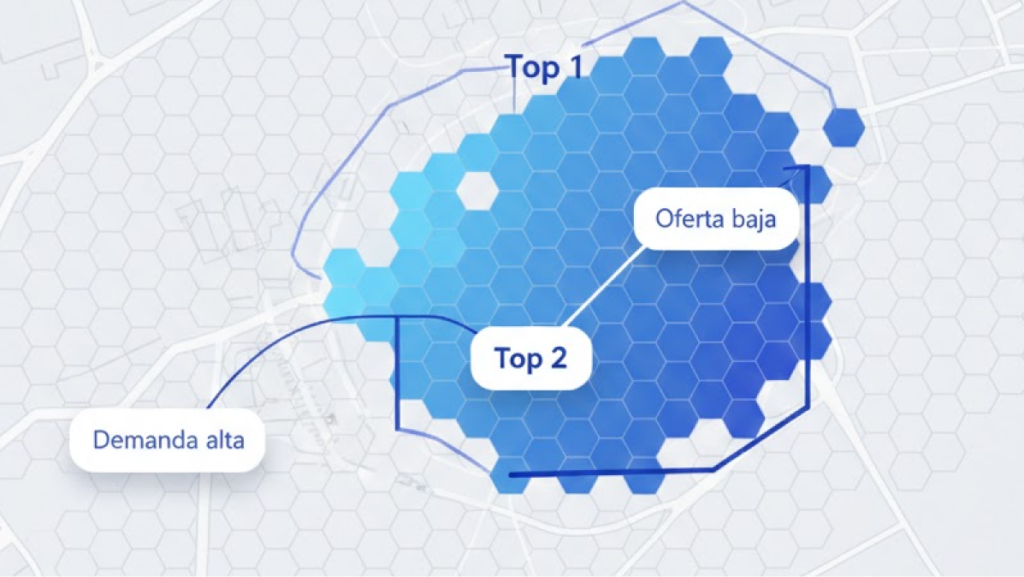 Mapa de scoring por zonas para priorizar áreas ganadoras
